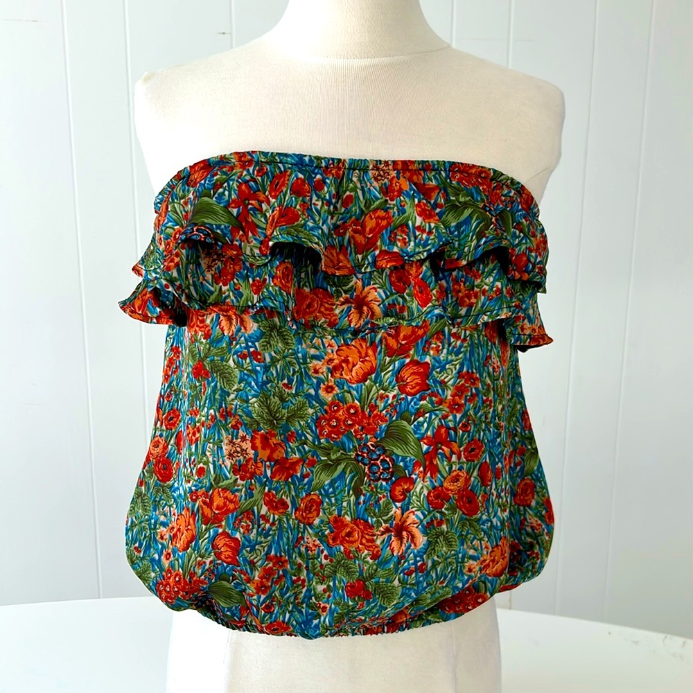 Audrey 3+1 || NWT Silk Floral Tube Top Size Small